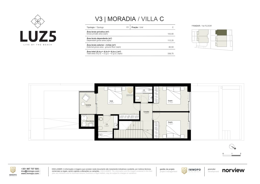 Moradia T3 para Venda em Luz Planta 4