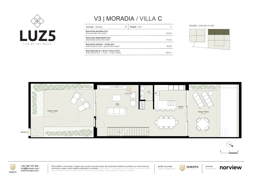 Moradia T3 para Venda em Luz Planta 3