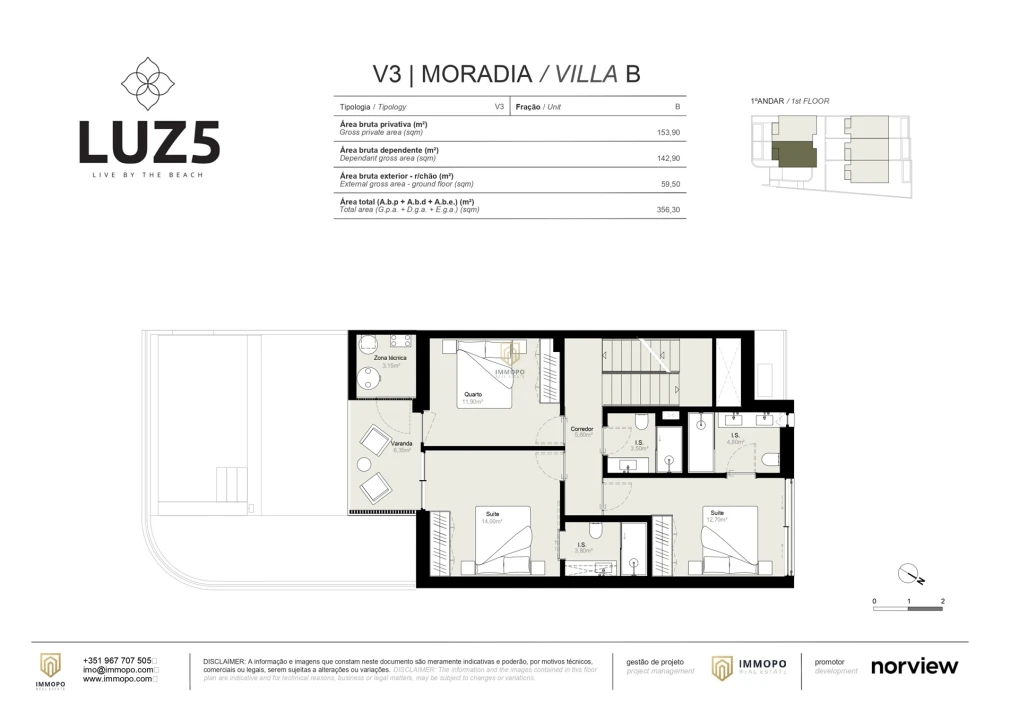 Moradia T3 para Venda em Luz Planta 3