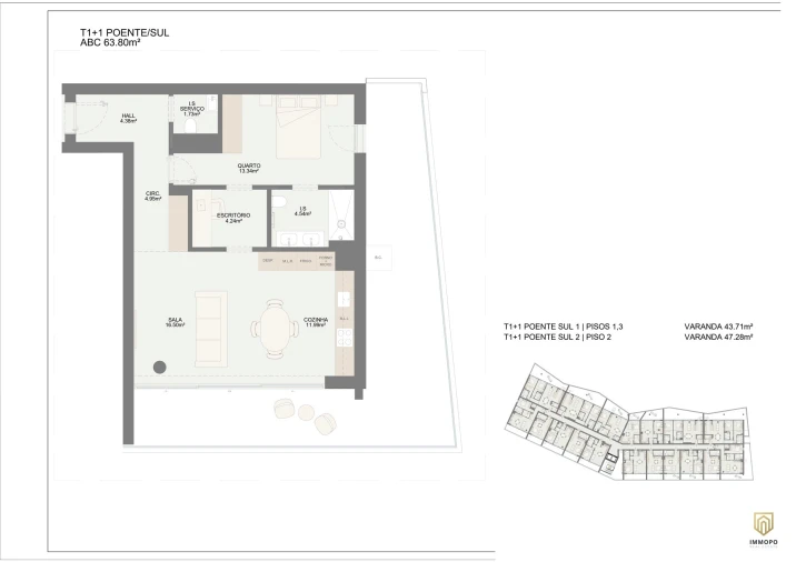 Apartamento T1 para Venda em Oliveira do Douro Planta 1
