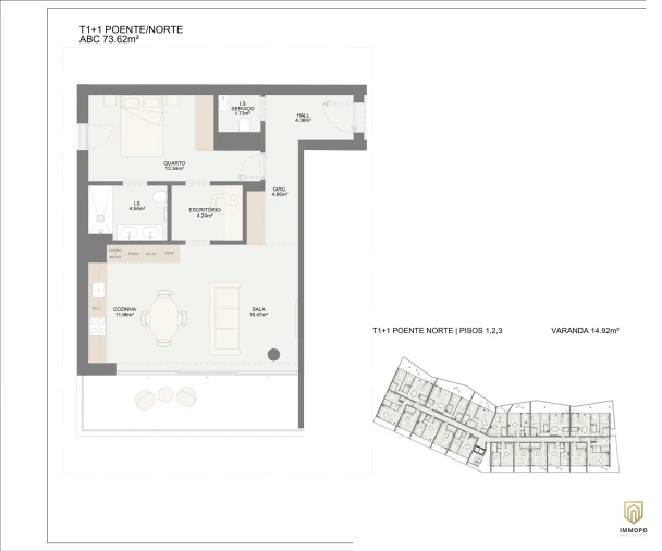 Apartamento T1 para Venda em Oliveira do Douro Planta 1