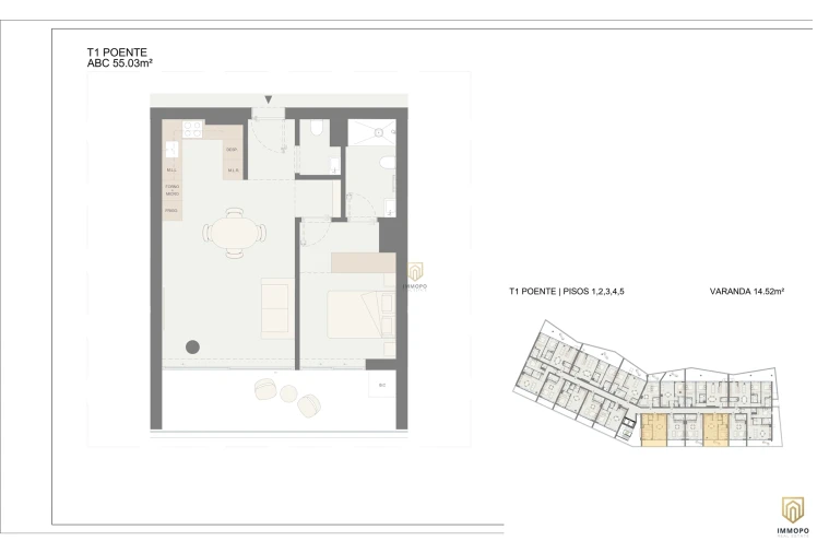 Apartamento T1 para Venda em Oliveira do Douro Planta 1