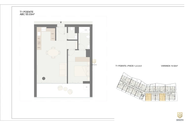 Apartamento T1 para Venda em Oliveira do Douro Planta 1