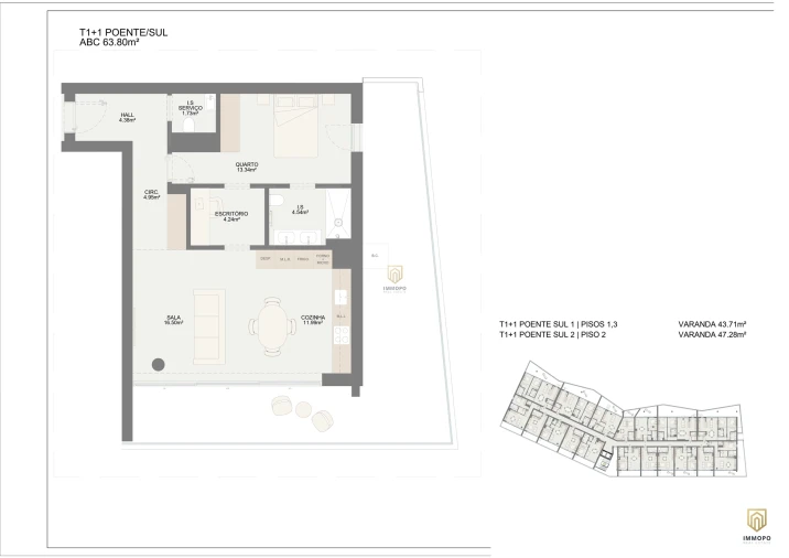 Apartamento T1 para Venda em Oliveira do Douro Planta 1