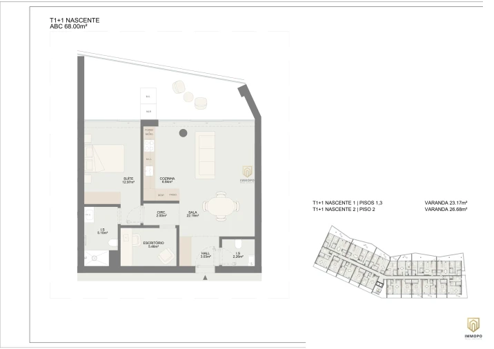 Apartamento T1 para Venda em Oliveira do Douro Planta 1
