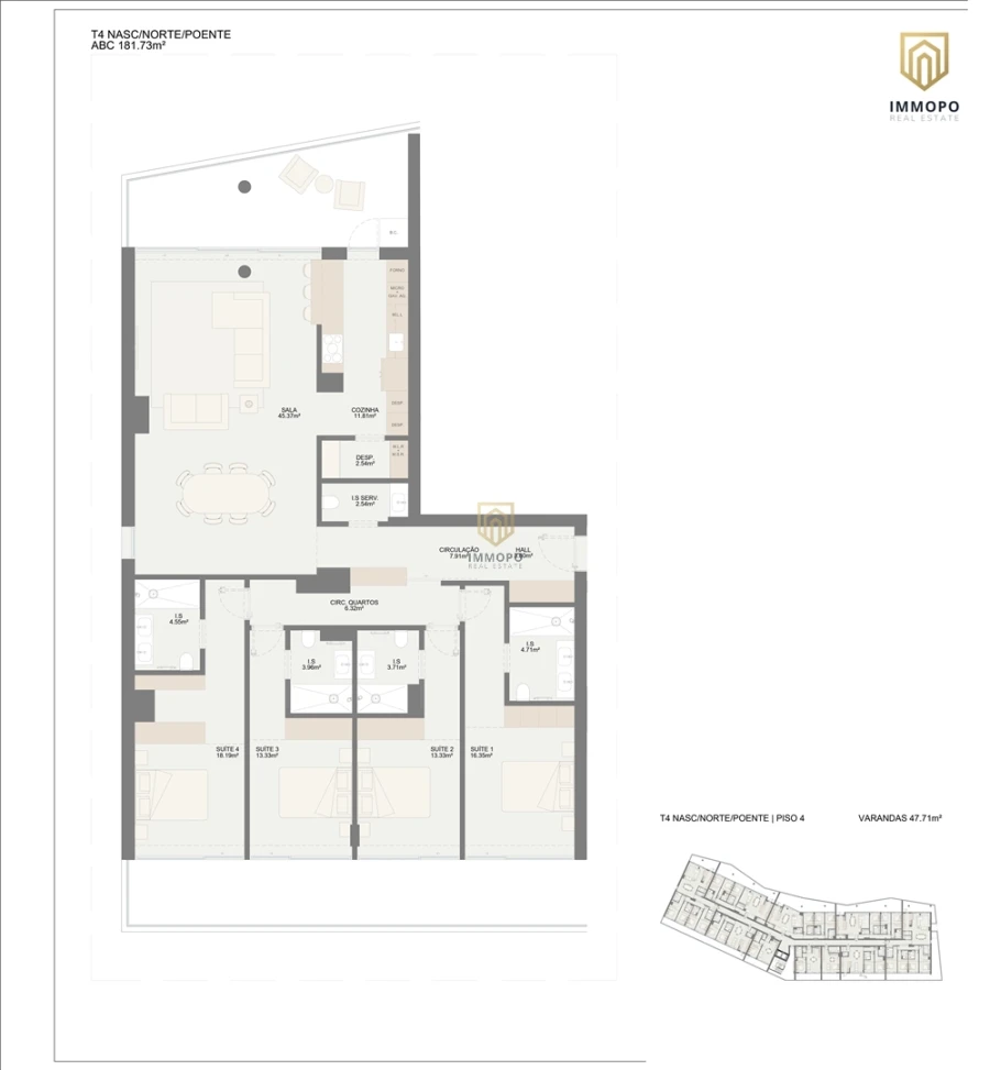 Apartamento T4 para Venda em Oliveira do Douro Planta 1