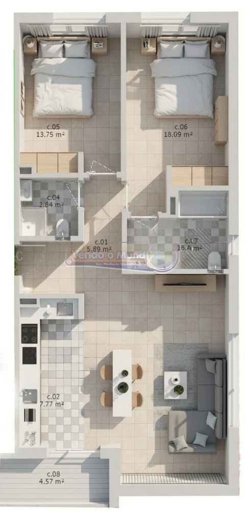 Apartamento T2 para Venda em Benavente