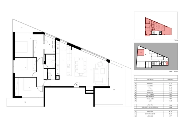 Apartamento T3 para Venda em Gondomar (São Cosme), Valbom e Jovim Planta 1