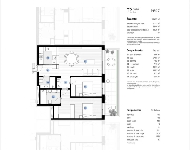 Apartamento T2 para Venda em Canidelo Planta 1