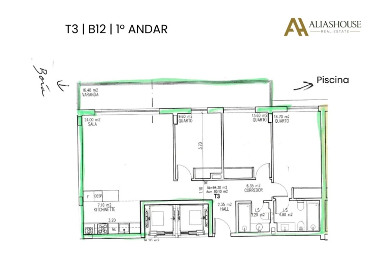 Apartamento T3 para Venda em São Martinho do Porto Planta 1