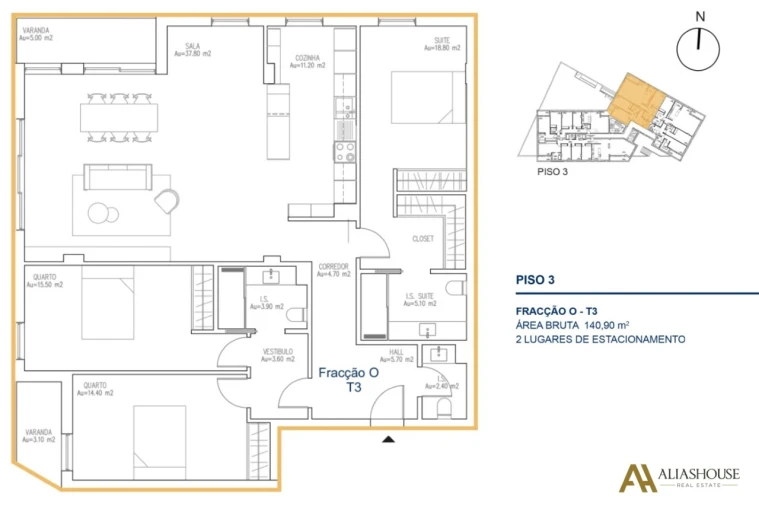Apartamento T3 para Venda em Atouguia da Baleia Planta 1