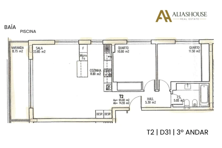 Apartamento T2 para Venda em São Martinho do Porto Planta 1