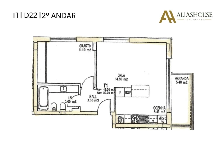Apartamento T1 para Venda em São Martinho do Porto Planta 1
