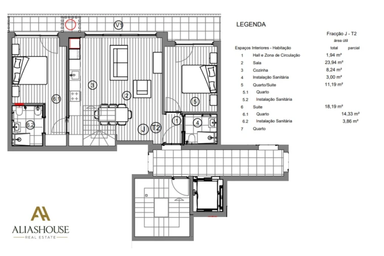 Apartamento T2 para Venda em Atouguia da Baleia Planta 1