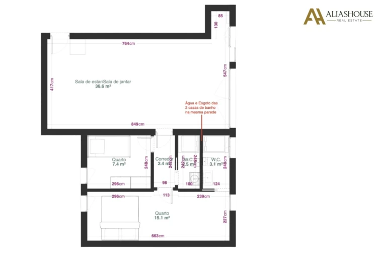 Apartamento T2 para Venda em Cascais e Estoril Planta 1