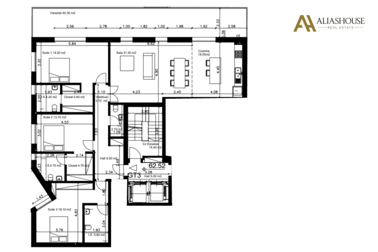 Apartamento T3 para Venda em Carcavelos e Parede Planta 1