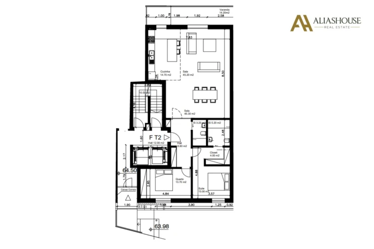 Apartamento T2 para Venda em Carcavelos e Parede Planta 1