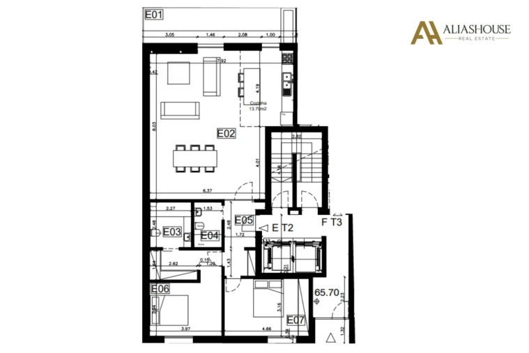 Apartamento T2 para Venda em Carcavelos e Parede Planta 1