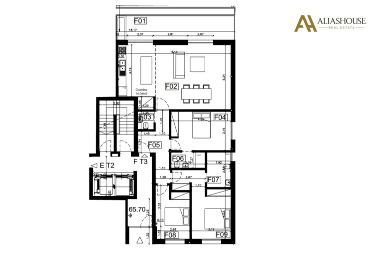 Apartamento T3 para Venda em Carcavelos e Parede Planta 1