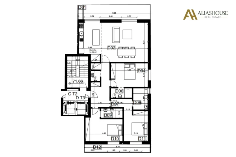 Apartamento T3 para Venda em Carcavelos e Parede Planta 1