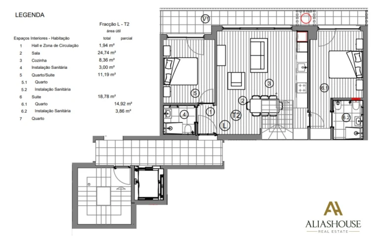 Apartamento T2 para Venda em Atouguia da Baleia Planta 1