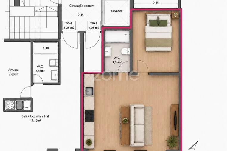 Apartamento T1 para Venda em Cedofeita, Santo Ildefonso, Sé, Miragaia, São Nicolau e Vitória Planta 1