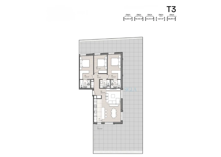 Apartamento T3 para Venda em São Felix da Marinha Planta 1
