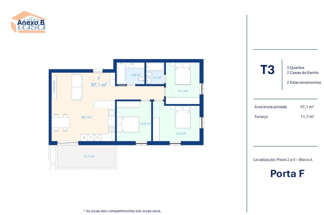 Apartamento T3 para Venda em Mafamude e Vilar do Paraíso Foto 27
