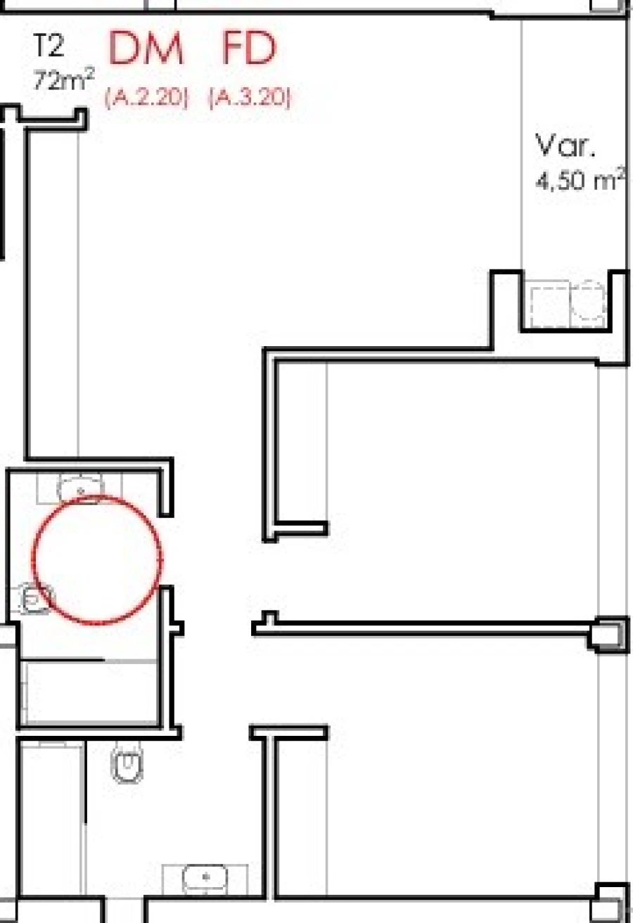 Apartamento T2 para Venda em Fânzeres e São Pedro da Cova Planta 1