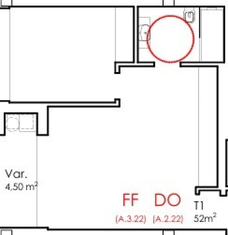 Apartamento T1 para Venda em Fânzeres e São Pedro da Cova Planta 1