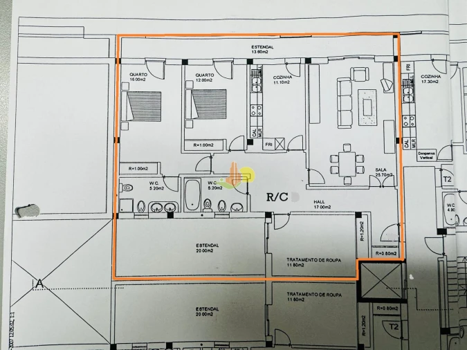 Apartamento T3 para Venda em Tavarede Planta 1