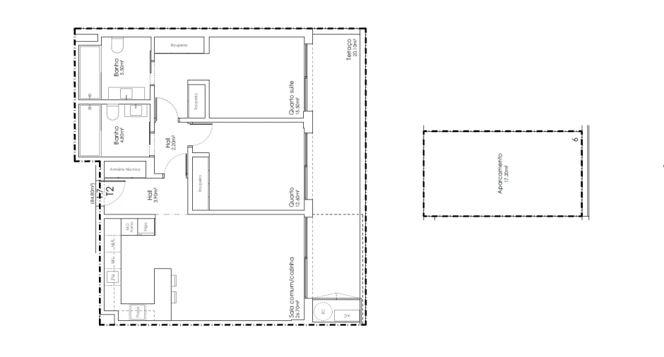 Apartamento T2 para Venda em São João da Madeira Planta 1