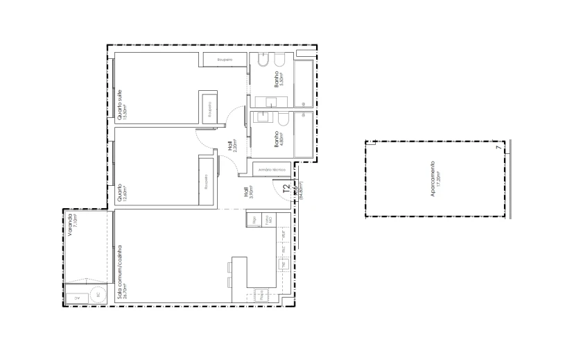 Apartamento T2 para Venda em São João da Madeira Planta 1