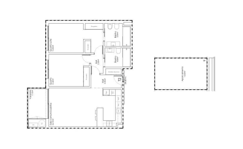 Apartamento T2 para Venda em São João da Madeira Planta 1