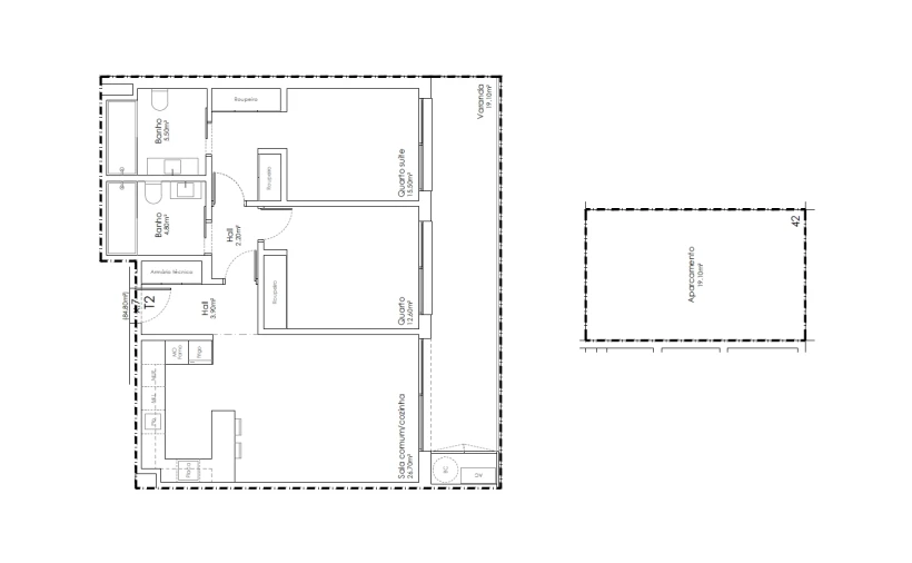 Apartamento T2 para Venda em São João da Madeira Planta 1