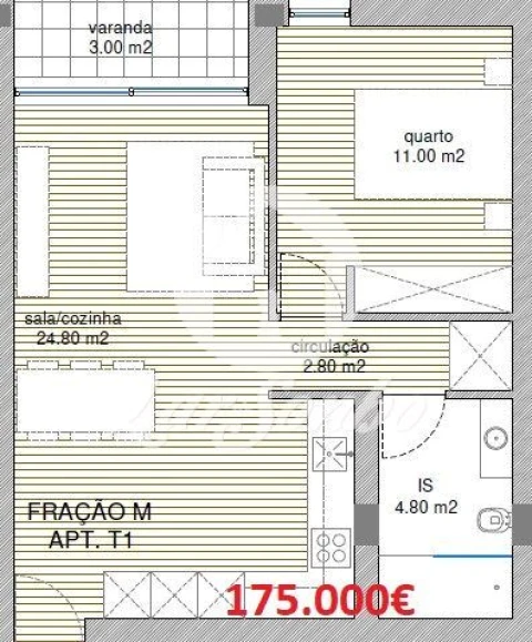 Apartamento T1 para Venda em Manhente