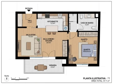 Apartamento T1 para Venda em Paranhos