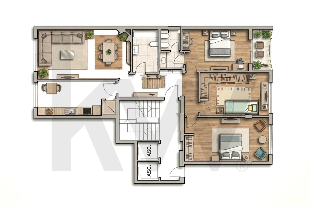 Apartamento T3 para Arrendamento em Benfica Planta 2