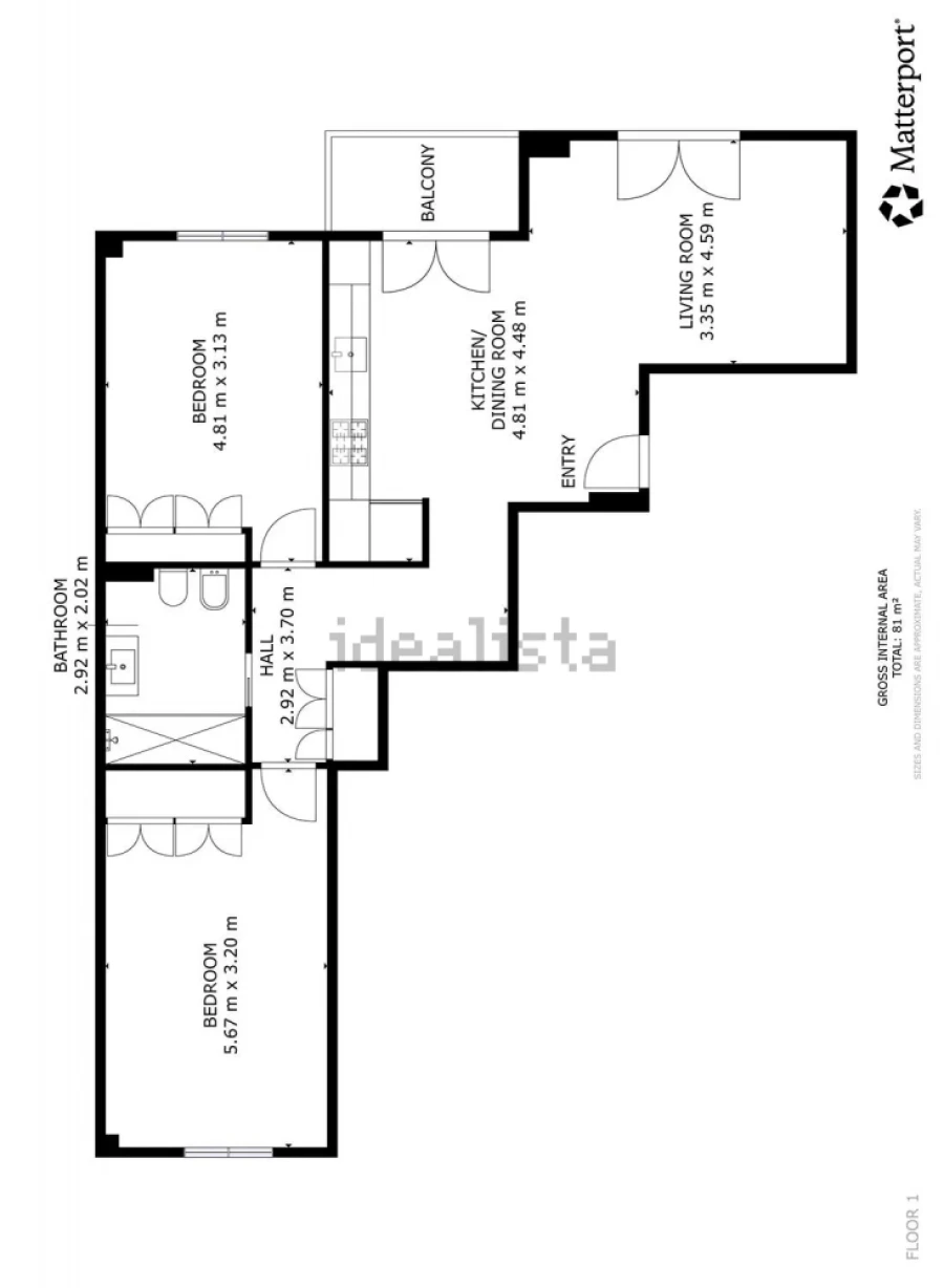 Apartamento T2 para Venda em Carcavelos e Parede Planta 1