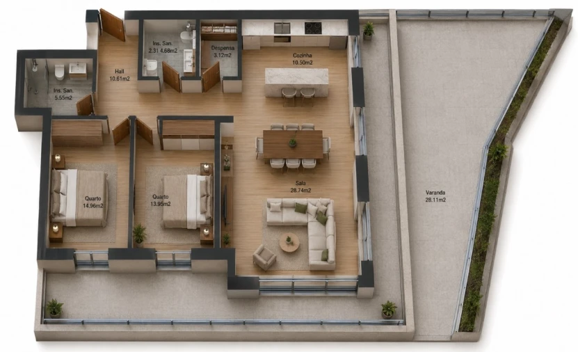 Apartamento T2 para Venda em Real, Ataíde e Oliveira Planta 1