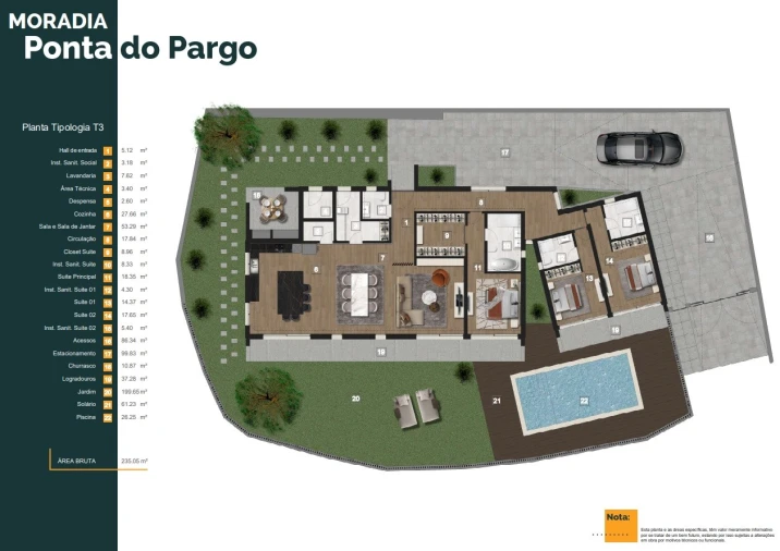 Moradia T3 para Venda em Ponta do Pargo Planta 1