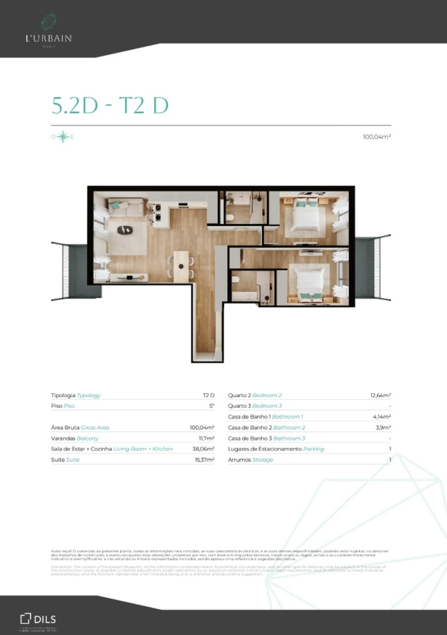 Apartamento T2 para Venda em Benfica Planta 1