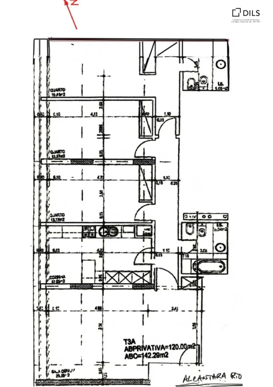 Apartamento T3 para Venda em Alcantara Planta 1