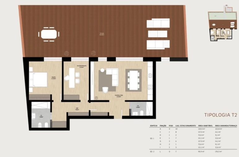 Apartamento T2 para Venda em Silvalde Planta 1