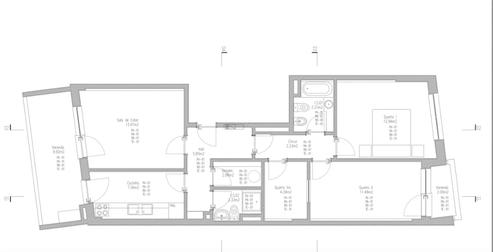 Apartamento T2 para Venda em Cedofeita, Santo Ildefonso, Sé, Miragaia, São Nicolau e Vitória Planta 1