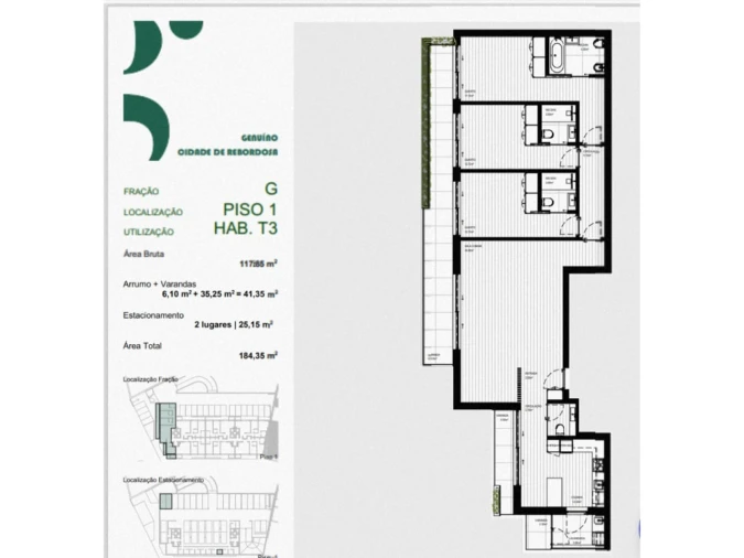 Apartamento T3 para Venda em Rebordosa Planta 1