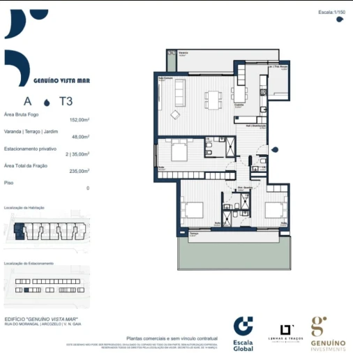 Apartamento T3 para Venda em Arcozelo Planta 1
