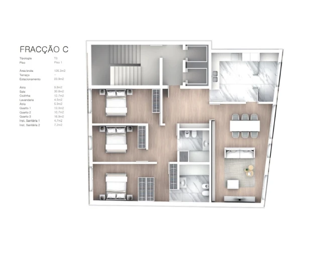 Apartamento T3 para Venda em Cedofeita, Santo Ildefonso, Sé, Miragaia, São Nicolau e Vitória Planta 1