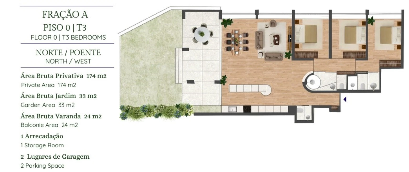 Apartamento T3 para Venda em Aldoar, Foz do Douro e Nevogilde Planta 2