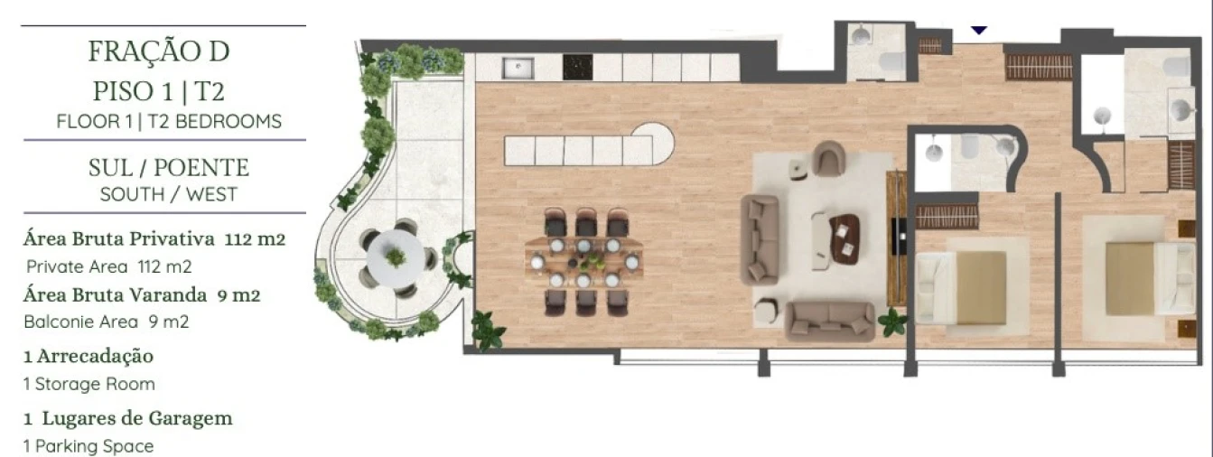 Apartamento T2 para Venda em Aldoar, Foz do Douro e Nevogilde Planta 1